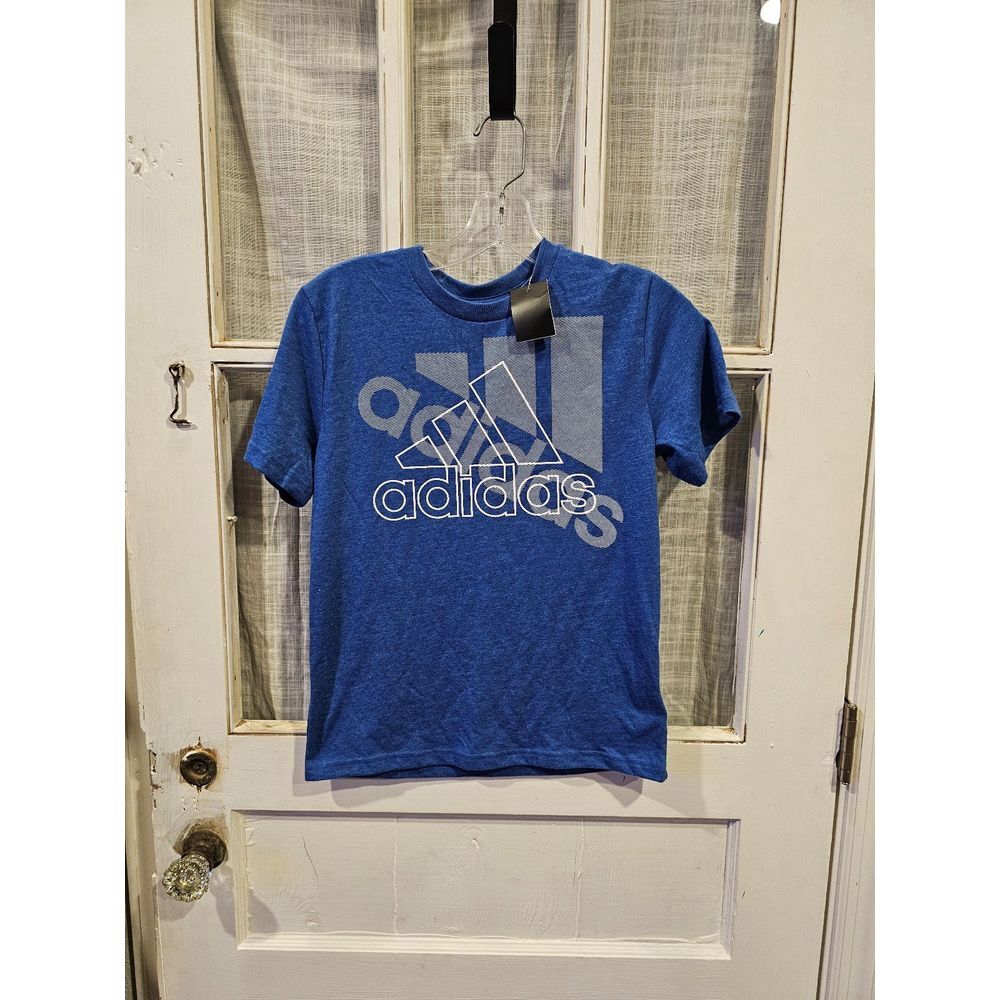 New! Adidas Youth Size Small‎ Blue and White Shirt
